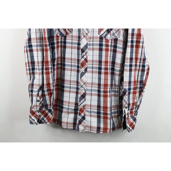 Buckle BKE Mens XL Athletic Fit Distressed Thick Stitch Snap Button Shirt Plaid - Picture 3 of 14